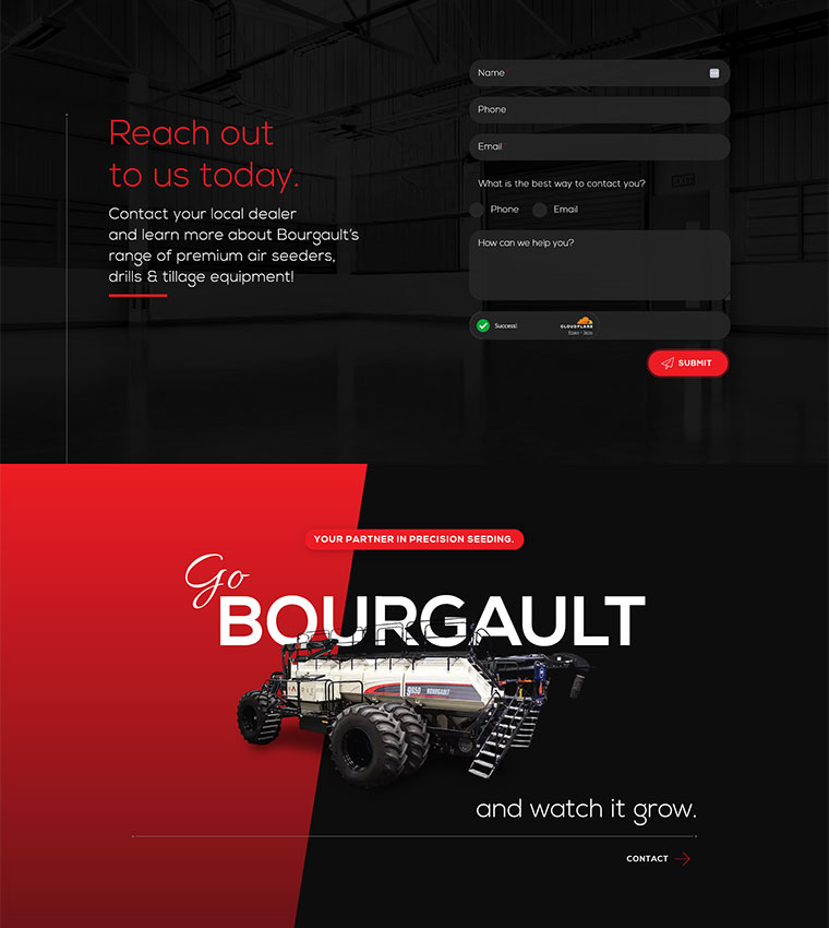 Bourgault Website Contact Section